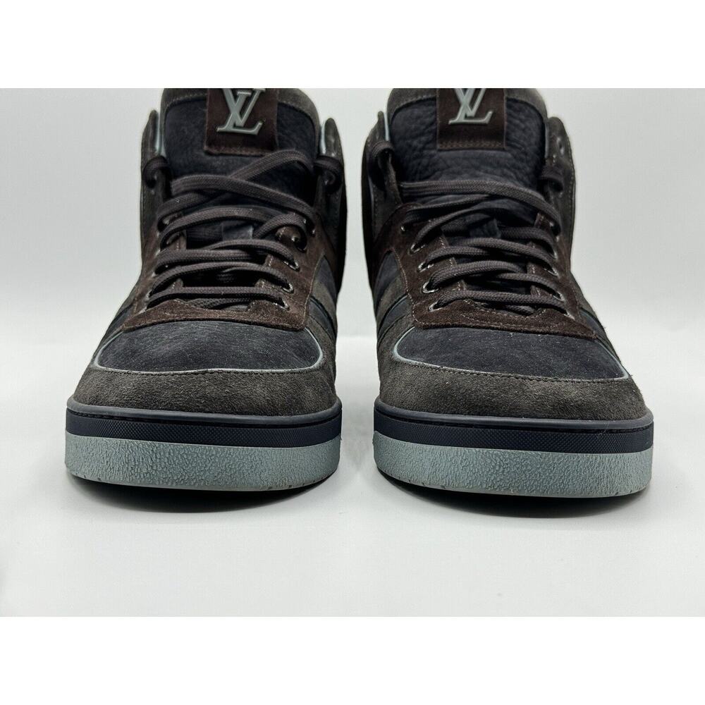 RARE!!! LOUIS VUITTON Tribe Blue Brown Suede Nubuck High Top Sneakers Sz LV 6.5 - Picture 5 of 16
